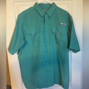 Casual Teal Button-Down Shirt for Men